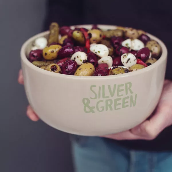 Silver & Green Ceramic Bowl